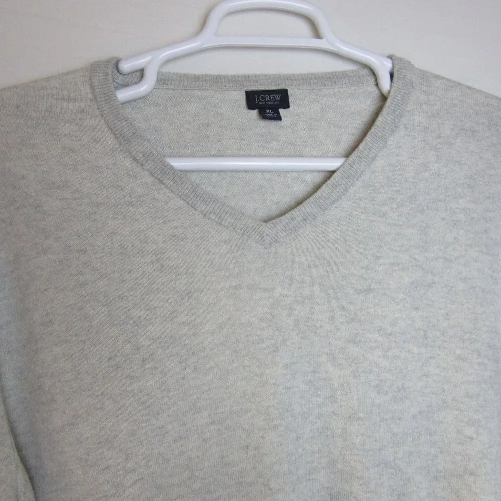 J Crew Sweater Beige Cotton Cashmere V-Neck Business Casual Preppy Cozy Men's XL